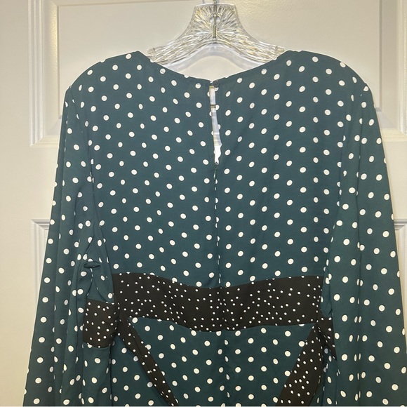 Suzanne Betro Teal/Black Polka Dot Long Sleeve Dress size 2X - Picture 9 of 12